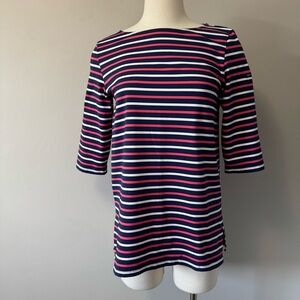 Saint James Multicolor Nautical Striped 3/4 Sleeve Top SZ Medium